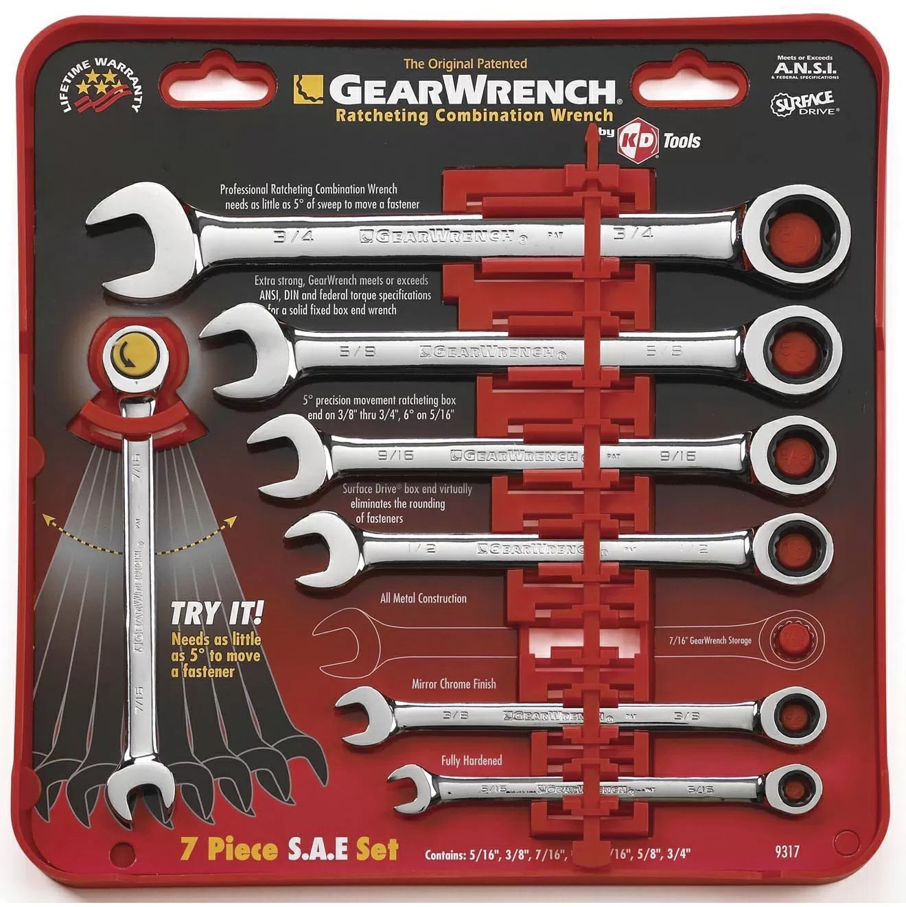 GearWrench® 7 - Piece Ratcheting Combination Wrench Set - SAE - QC Supply -