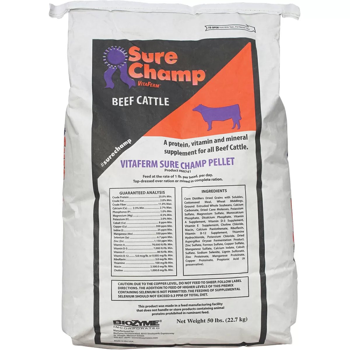 Sure Champ® Beef Cattle Feed - 50 lbs - QC Supply -