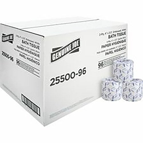 Genuine Joe Embossed Bath Tissue - 96 Rolls/Case - QC Supply - 