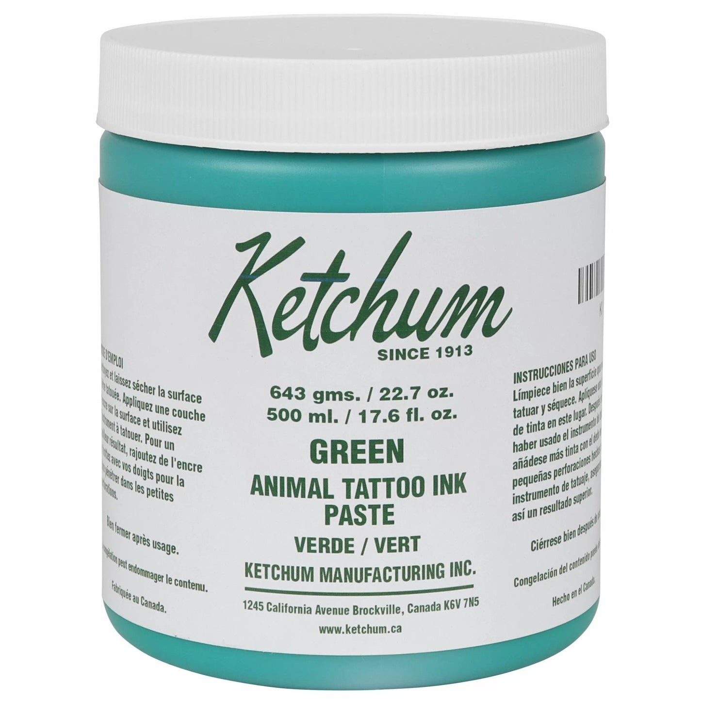 Ketchum Green Animal Tattoo Ink Paste - 22.7 oz - QC Supply - 