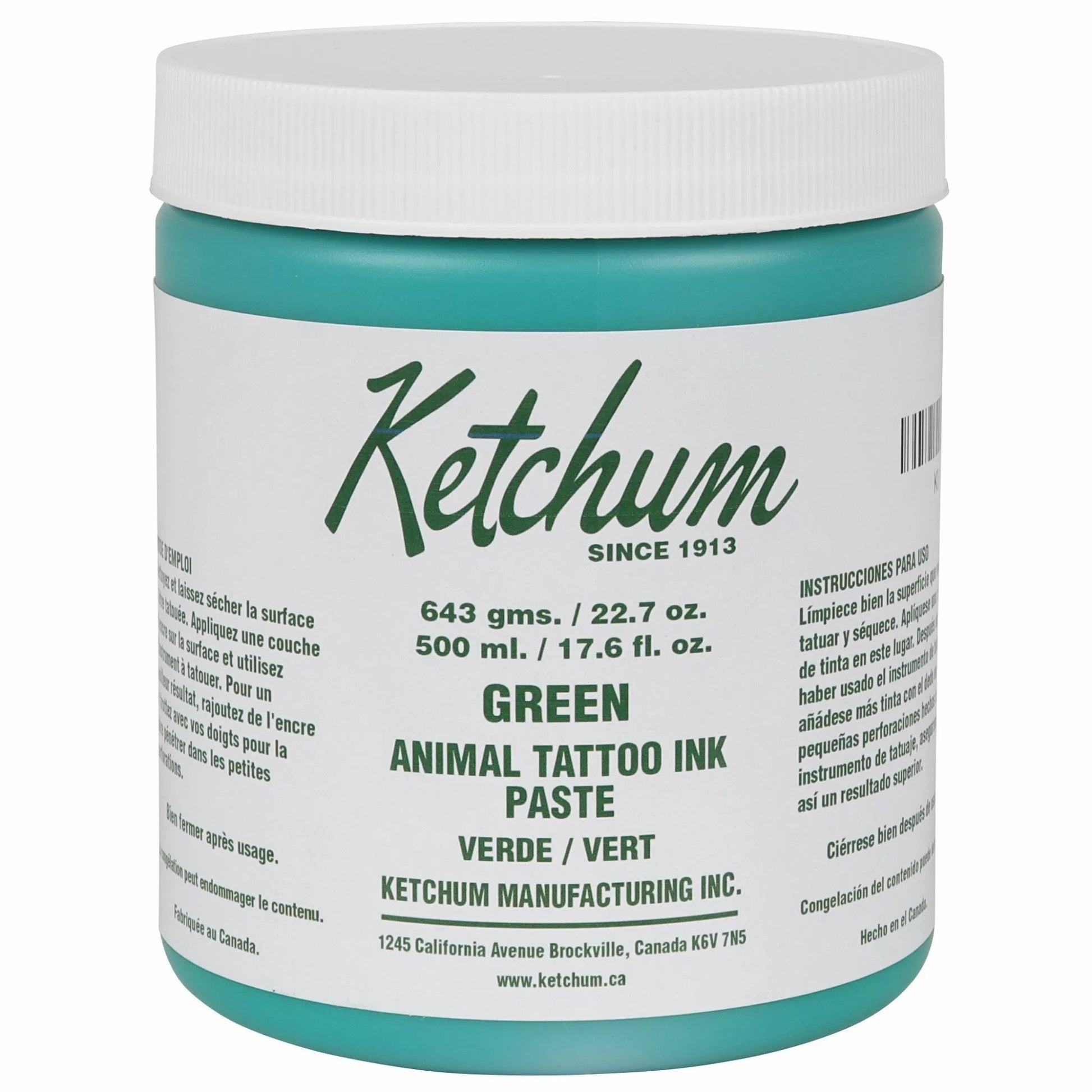 Ketchum Green Animal Tattoo Ink Paste - 22.7 oz - QC Supply - 