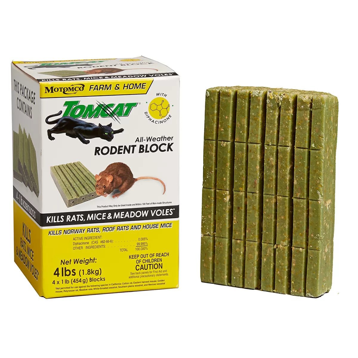 Motomco Tomcat® All - Weather Rodent Blocks - 4 x 1 lb Blocks - QC Supply - 